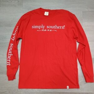 Simply Southern Red Long Sleeve Xoxo Love Is In The Air Pig Shirt Large